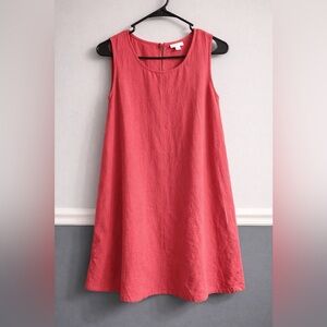 J. Jill Linen Blend Shift Dress Sleeveless Pink Size Medium